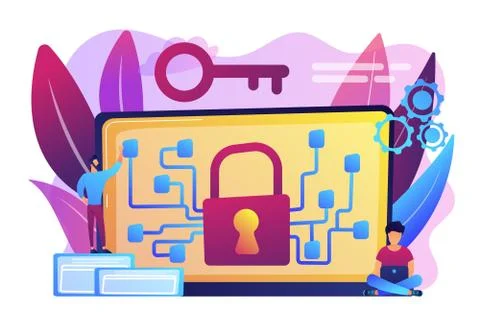 Cryptography and encryption concept vector illustration. Illustrazione stock