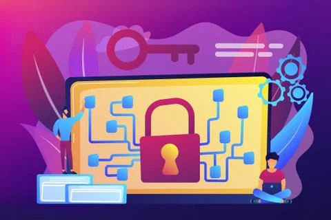 Cryptography and encryption concept vector illustration. Illustrazione stock