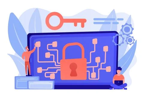 Cryptography and encryption concept vector illustration. Stock Illustration