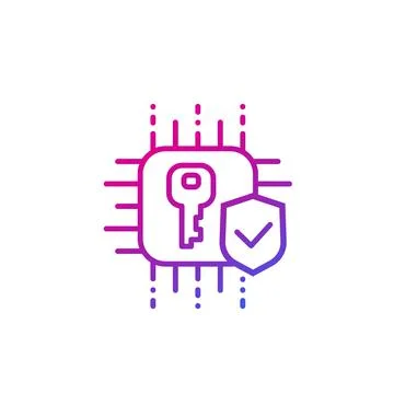 Cryptography and encryption icon, line design Stockillustratie