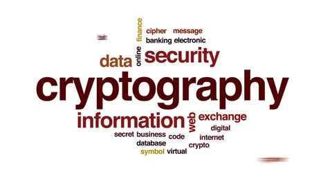 Cryptography animated word cloud, text design animation. Stock Footage 78138735