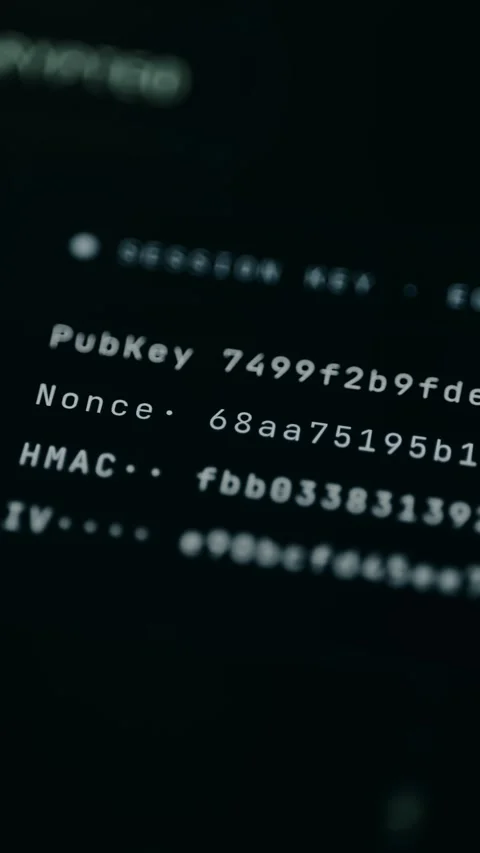 Cryptography interface with ECDHE key and fast-updating hex data Stock Footage 331573487
