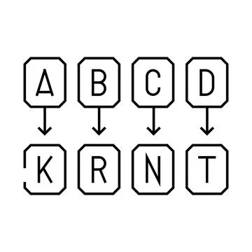 Cryptography math science education line icon vector illustration 스톡 일러스트