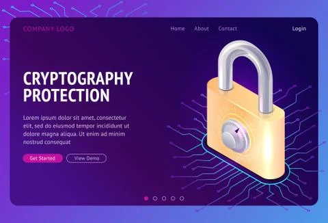 Cryptography protection, web isometric concept Illustration
