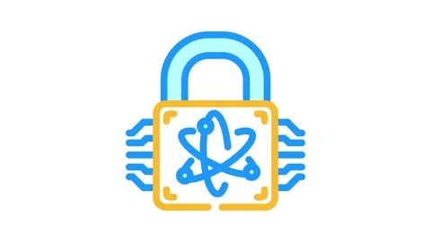 Cryptography quantum technology color icon animation Stock Footage 327263899