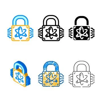 Cryptography quantum technology color minimal icon vector 스톡 일러스트