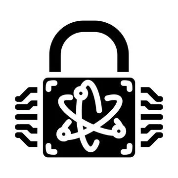 Cryptography quantum technology glyph icon vector illustration Stock Illustration