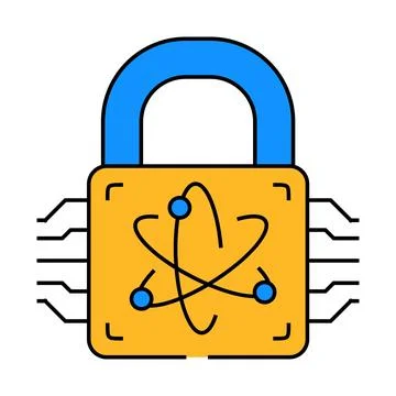 Cryptography quantum technology icon color illustration Stock Illustration