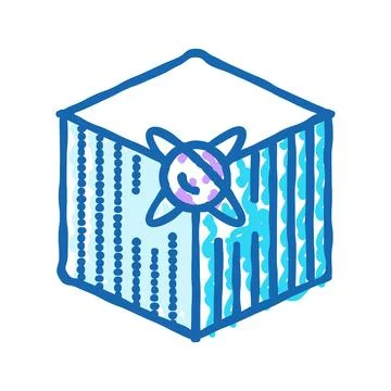 Cryptography quantum technology icon doodle illustration Stock Illustration