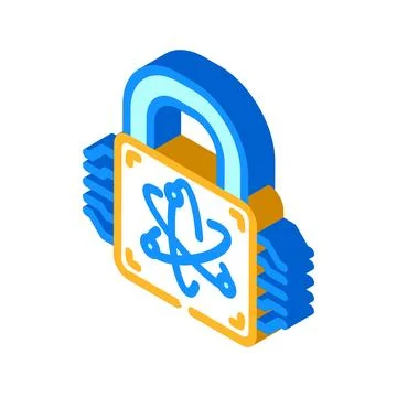 Cryptography quantum technology isometric icon vector illustration Stock Illustration