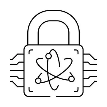 Cryptography quantum technology line icon vector illustration Stock Illustration