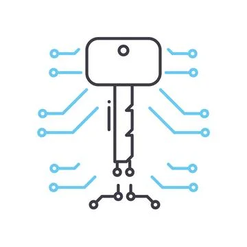Cryptography technology line icon, outline symbol, vector illustration, concept Stock Illustration