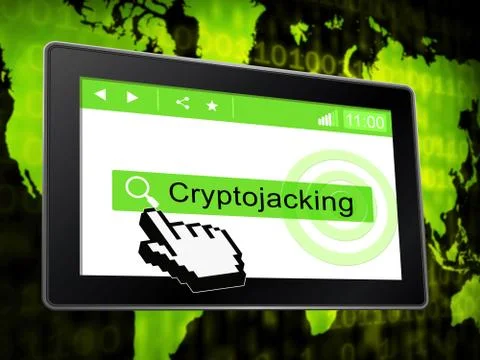 Cryptojacking Crypto Attack Digital Hijack 3d Illustration Stock-Illustration