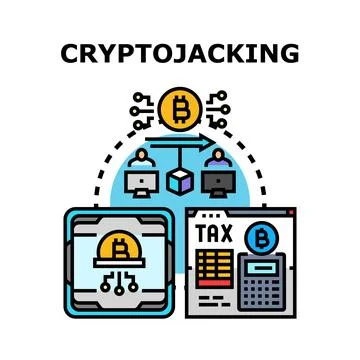 Cryptojacking cyber crime illegal cryptocurrency mining concept Stock Illustration