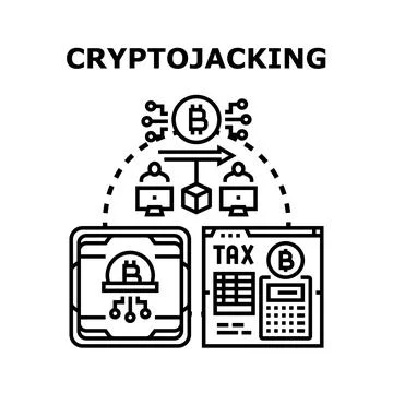 Cryptojacking cyber crime illegal cryptocurrency mining concept Stock Illustration