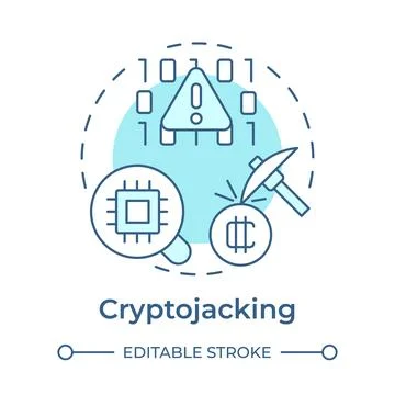 Cryptojacking soft blue concept icon Stock Illustration