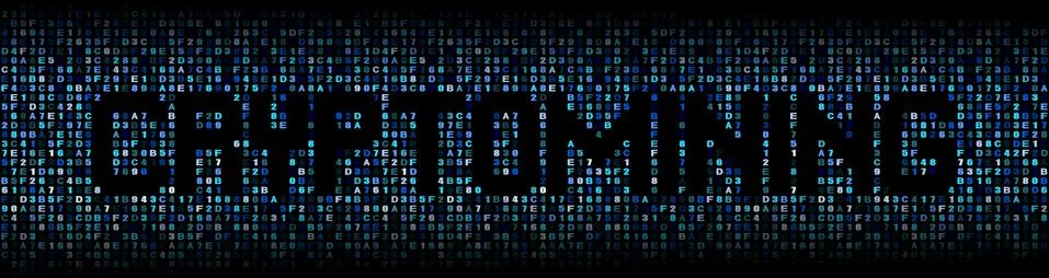 Cryptomining text on hex code illustration Stock Illustration