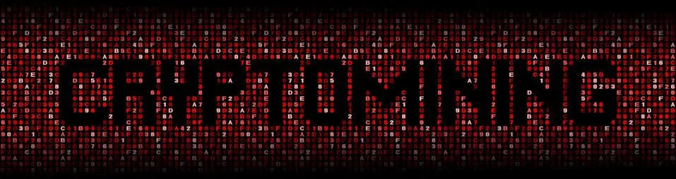 Cryptomining text on hex code illustration Stock Illustration