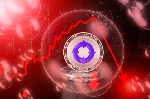 Cryptonex CNX coin in a soap bubble. Down drop crash bubble Stock Illustration