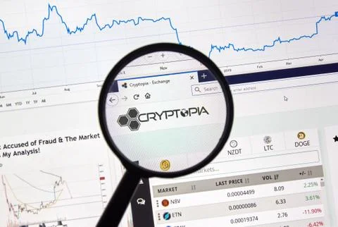 Cryptopia cryptocurrency exchange site Stock Photos