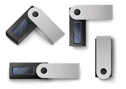 Cryptowallet concept hardware 3d mockup vector set Stock Illustration