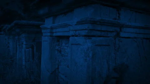 Crypts In The Graveyard At Night Stock Footage 154697881