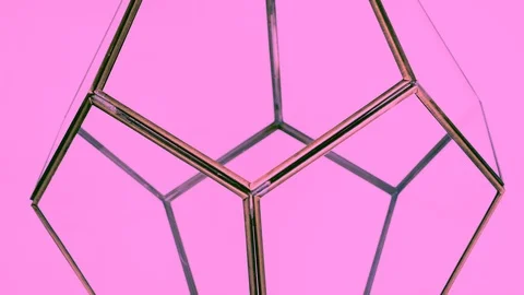 Crystal 3D shape spinning on pink background Stock Footage 96543231