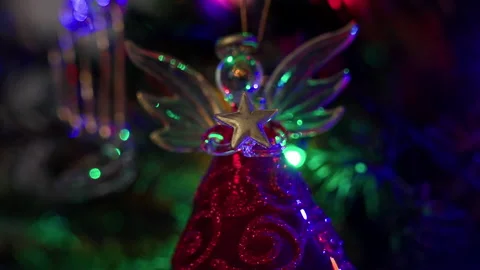 Crystal Angel on Christmas tree Video stock 219284428