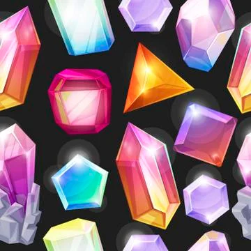 Crystal background seamless pattern vector illustration. 3d abstract shape with 스톡 일러스트