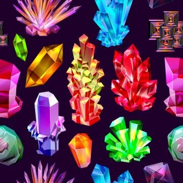 Crystal background seamless pattern vector illustration. 3d abstract shape with Ilustración de archivo
