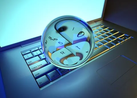 Crystal ball and computer Stock Illustration