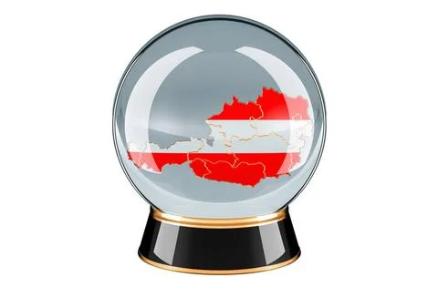 Crystal ball with Austrian map. Forecasting and prediction for Austria, co... Stock Photos
