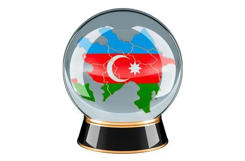 Crystal ball with Azerbaijani map. Forecasting and prediction for Azerbaijan, Stock Illustration