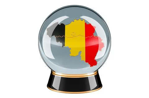 Crystal ball with Belgian map. Forecasting and prediction for Belgium, concep Stock Illustration