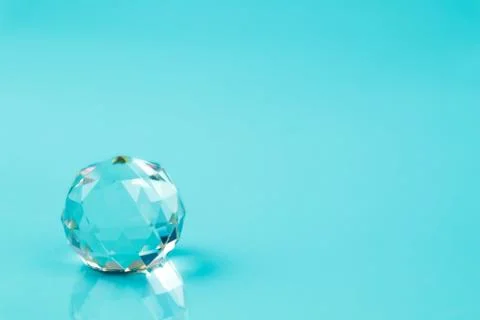 Crystal ball on blue background (creative concept) Stock Photos