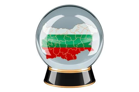 Crystal ball with Bulgarian map. Forecasting and prediction for Bulgaria, con Illustrazione stock