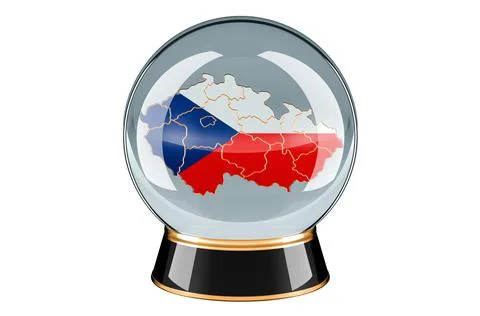 Crystal ball with Czech map. Forecasting and prediction for Czech Republic, c Illustrazione stock