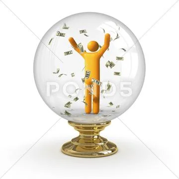 Crystal ball - dollar rain Stock Illustration