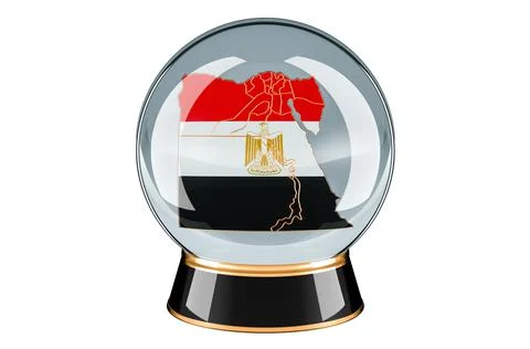 Crystal ball with Egyptian map. Forecasting and prediction for Egypt, concept Illustrazione stock