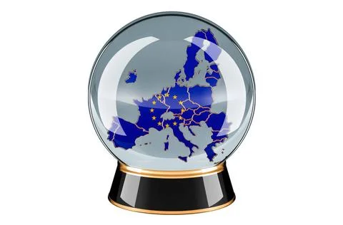 Crystal ball with the EU map. Forecasting and prediction for the European ... Foto stock