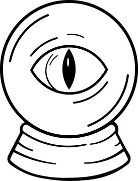 Crystal ball with eyeball inside magic sphere Stock Illustration