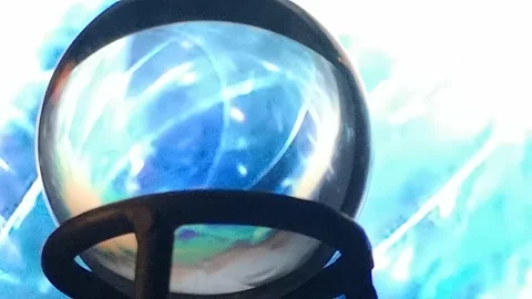 Crystal ball futuristic magic light show digital vortex explosion Stock Footage 167192225