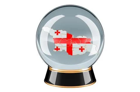 Crystal ball with Georgian map. Forecasting and prediction for Georgia, conce Illustrazione stock