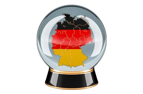 Crystal ball with German map. Forecasting and prediction for Germany, concept Illustrazione stock