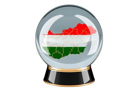 Crystal ball with Hungarian map. Forecasting and prediction for Hungary, conc Illustrazione stock