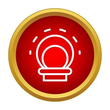 Crystal ball icon predicting future in red circle button Stock Illustration