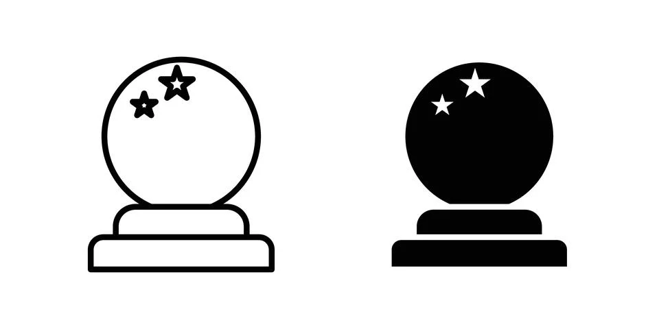 Crystal ball icon vector template set in black Stock Illustration