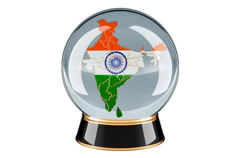 Crystal ball with Indian map. Forecasting and prediction for India, concep... Stock-Fotos