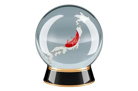 Crystal ball with Japanese map. Forecasting and prediction for Japan, concept Illustrazione stock