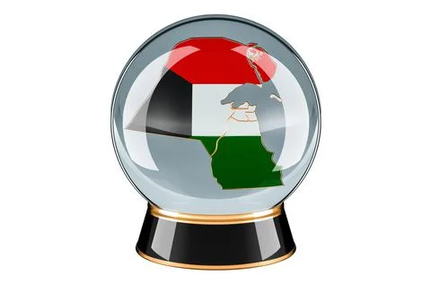 Crystal ball with Kuwaiti map. Forecasting and prediction for Kuwait, concept Illustrazione stock